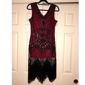 RED + BLACK FLAPPER DRESS